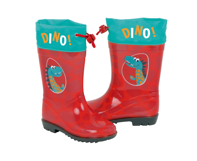 Regenstiefel Dino PVC/Textil Rot/Türkis Größe 28