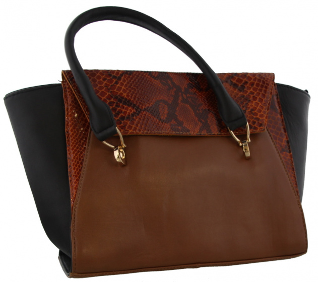 umhängetasche Damen 24 x 41 cm Leder schwarz/braun 2 Stück