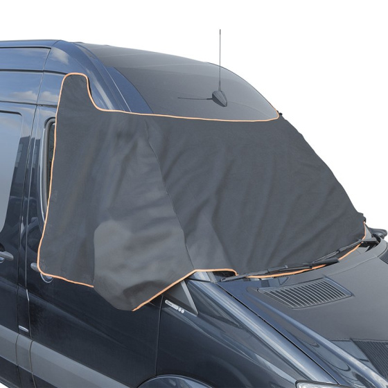 Fensterabdeckung 345 x 105 cm mit Magneten grau/schwarz