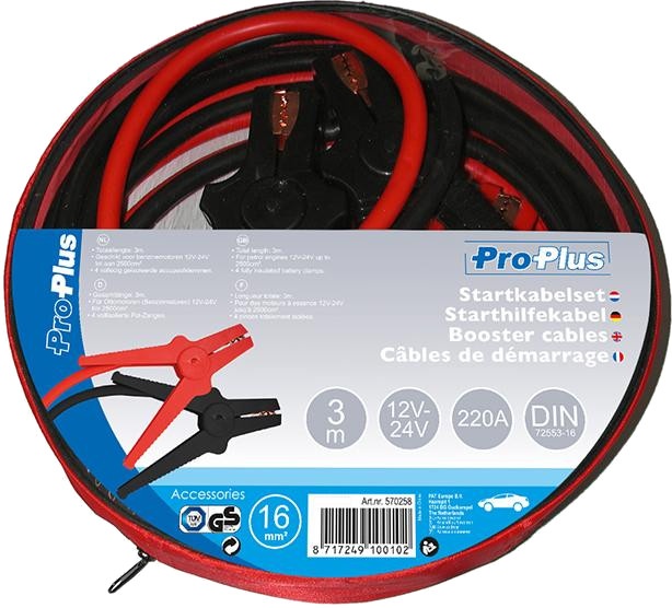 Starterkabelsatz 220 Ampere 12/24 Volt 16 mm² 3 Meter