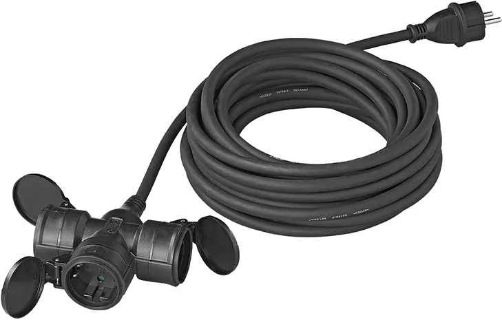 verlängerungskabel Schuko 3fach 20 Meter 3×1,5mm² schwarz