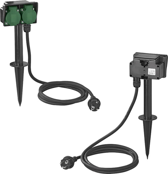 gartensteckdose Schuko 2fach 2 Meter 3×2,5mm² schwarz